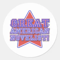 Great American Novelist Writer Star Design Classic Round Sticker