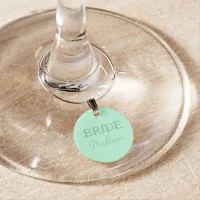 Brides Wedding Breakfast Mint Green Name  Wine Charm