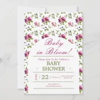 Burgundy Bloom Floral Baby Shower  Invitation