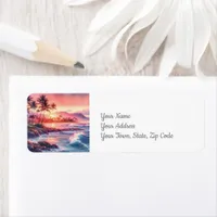 Tropical Island Beach Coastal Label