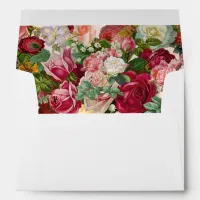 Burgundy Roses Floral Wedding Envelopes