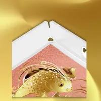 Gold goldfish on coral foil monogram | acrylic tray