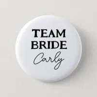 Team Bride Bachelorette Black And White Name Button