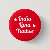 I Love You India Lima Yankee Cute Love Heart Button