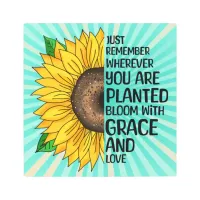 Inspirational Quote and Hand Drawn Sunflower Metal Print