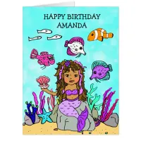 Jumbo Mermaid And Sea Creatures Birthday Card