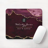 Burgundy and Gold Agate Precious Stone Business Mouse Pad