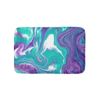 Purple and teal marble fluid art  Swirls Bath Mat