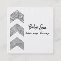 Silver Glitter Geometric Boho Square Business Card