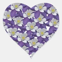 Columbine Flower Pattern Heart Sticker