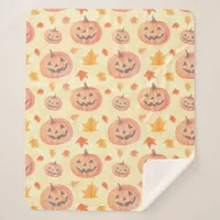 Kids Sketch Soft Pastel Autumn Halloween Pumpkin  Sherpa Blanket