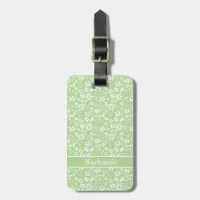 Stylish Lime Green Girly Tropical Spring Flowers Luggage Tag