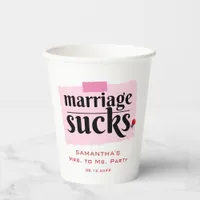 Marriage Sucks! Funny Divorce Announcement Party Paper Cups