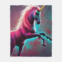Dark Rainbow Gothic Unicorn AI created digital art Fleece Blanket