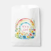 Watercolor Rainbow and Flowers It's a Girl Favor Bag