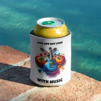 Colorful Guitars Live Life Out Loud with Music Can Cooler