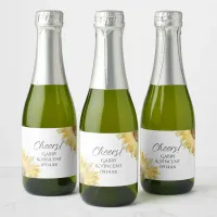 Yellow Sunflowers Watercolor Wedding Sparkling Wine Label