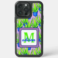 Aloe Vera Plants Pattern Monogrammed iPhone 13 Pro Max Case