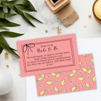 Recipe for Bride to Be Main Squeeze Bridal Shower Enclosure Card