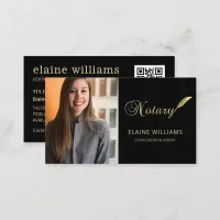 Black Gold Photo QR Notary Loan Signing Agent   Business Card