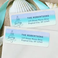 Seas and Greetings Beach Christmas Return Address Label