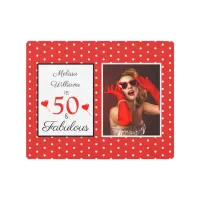 50 and Fabulous Name Photo 50th Birthday White Red Metal Print