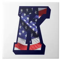 American Flag Letter "K" Large Photo Ceramic Tile