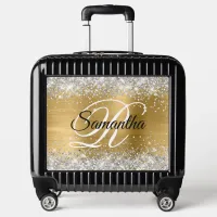 Silver Glitter Gold Foil Fancy Monogram Luggage