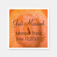 Just Married Orange Agate Napkins