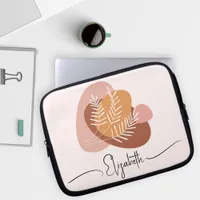 Abstract boho modern simple elegant leaves  laptop sleeve