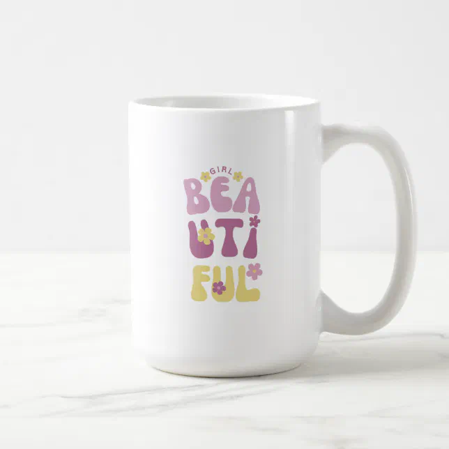 Beautiful Girl Purple And Yellow Cute Flowers  Coffee Mug