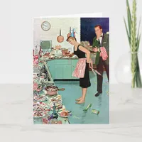 Vintage Christmas Party Man and Woman Holiday Card