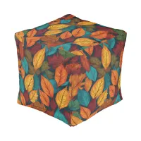 Leaf Pattern Fall Nature Colorful Autumn Leaves Pouf