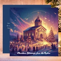 Church Glory to God Religious Jesus Christian Holiday Card