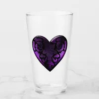 Filigree Goth Purple Heart Glass Cup