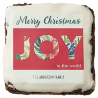 Elegant Red Joy To The World Merry Christmas Brownie