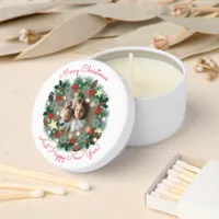 Christmas and New Year greetings, photo in a crown Mini Candle Favors