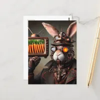 Steampunk Rabbit Man Vintage TV Carrots Screen Postcard