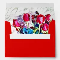 Red Roses Floral Flower Envelope