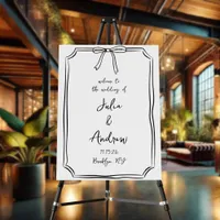 Chic Hand Drawn Bow Coquette Wedding Welcome Sign