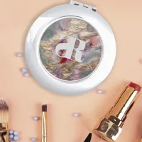 Abstract Modern Trendy Liquid Marble Paint Mix  Compact Mirror