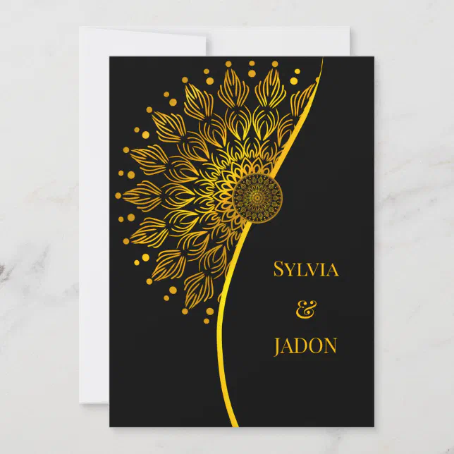 Traditional mandala classic elegant luxury wedding invitation