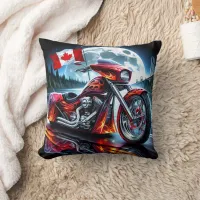 Canadian motorcycle cruising under a full moon throw pillow