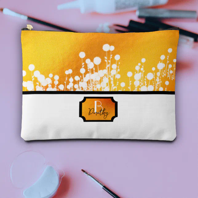 Yellow magic flowers accessory pouch