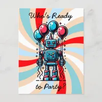 Robot Themed Boy's Birthday Postcard