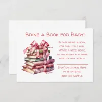 Bring a Book for Baby | Girl's Baby Shower  Enclosure Card