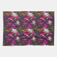 Beautiful Tropical Leaves and Hummingbirds Pattern Kitchen Towel