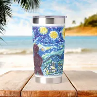 Meeple Starry Night Board Game Artsy Design Insulated Tumbler