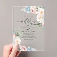 Elegant Modern Blush Botanical Floral Wedding Acrylic Invitations