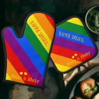 Custom 'Love Wins.' LGBT Rainbow Flag Pride Month Oven Mitt & Pot Holder Set